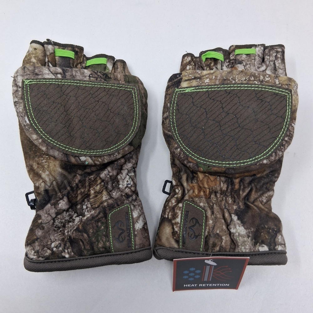 Realtree Youth Camo Pop-Top Mittens Heat Retention Fingerless Gloves Medium NEW